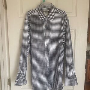 Jos. A. Bank Navy and White Checkered Shirt